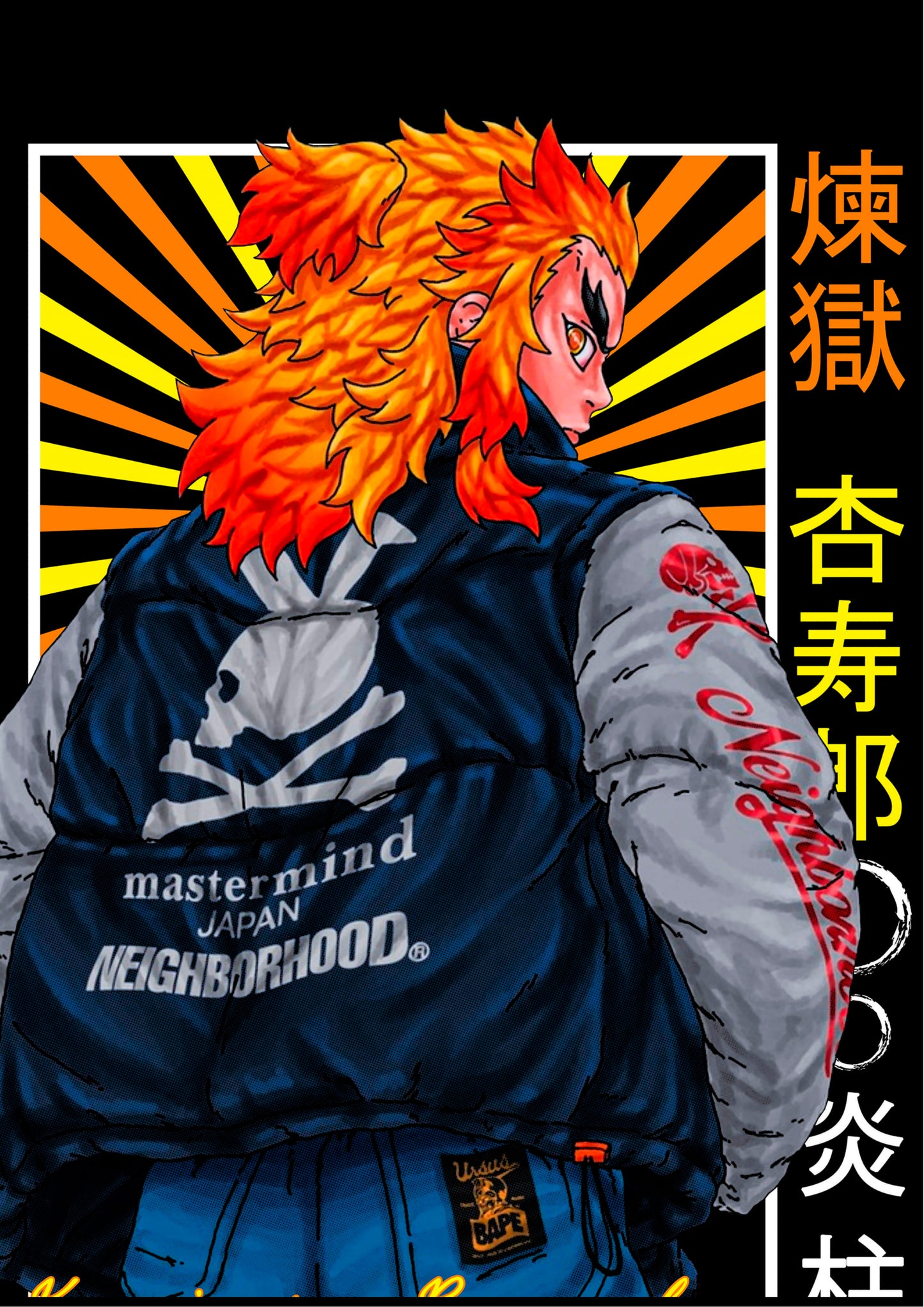 Rengoku — Flame Hashira Streetwear Kanji Edition Poster