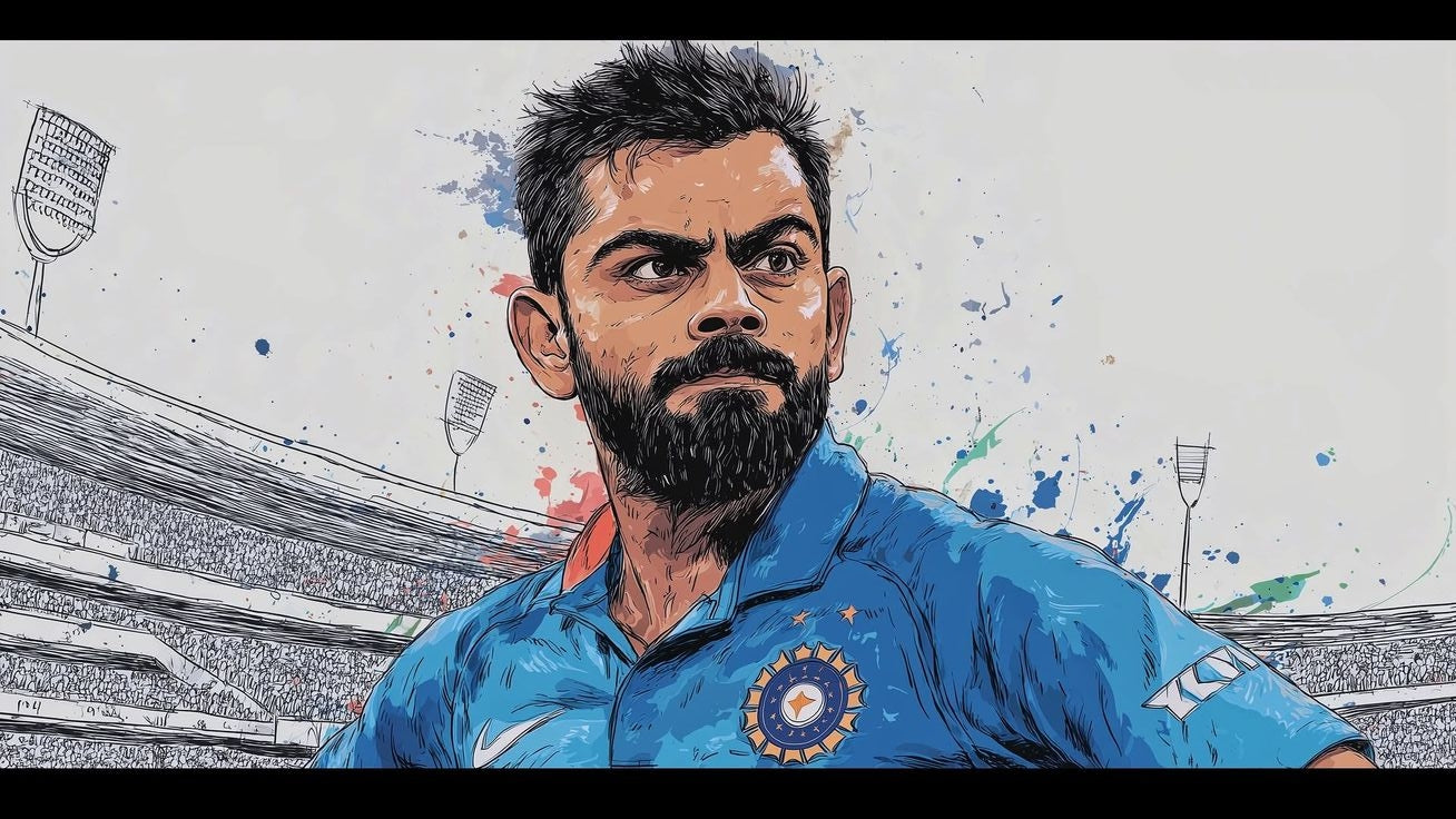 Virat Kohli — King of Cricket Illustrated Art Poster
