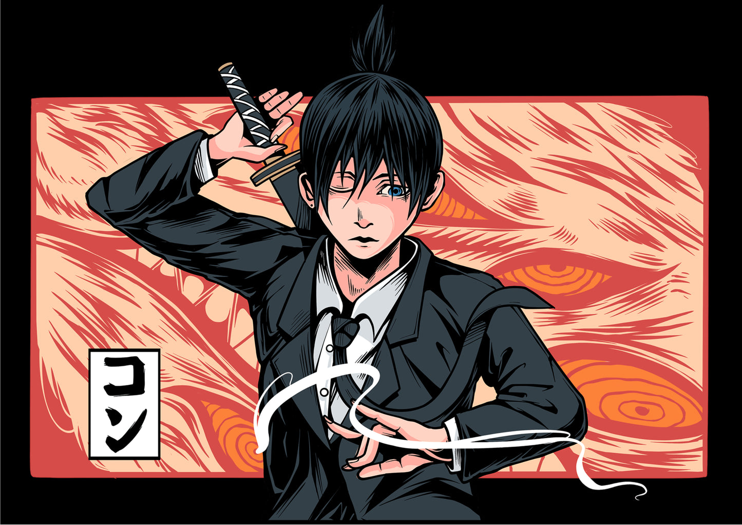 Anime Sword — Crossed Blades Kanji Streetwear Poster
