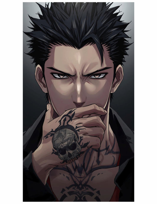 Dark Anime Skull Tattoo Tapestry