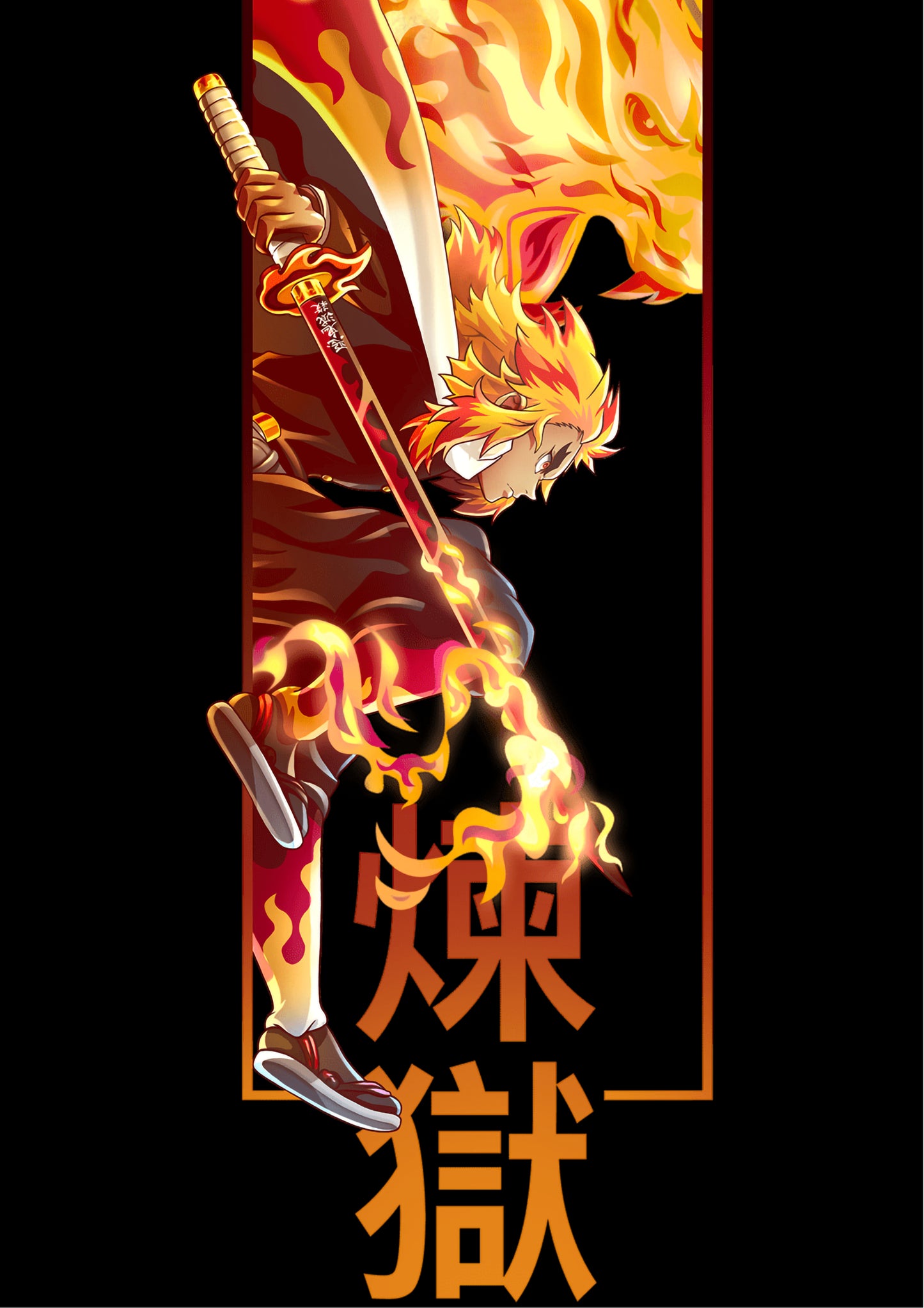 Rengoku — Flame Hashira Fire Sword Dark Edition Poster