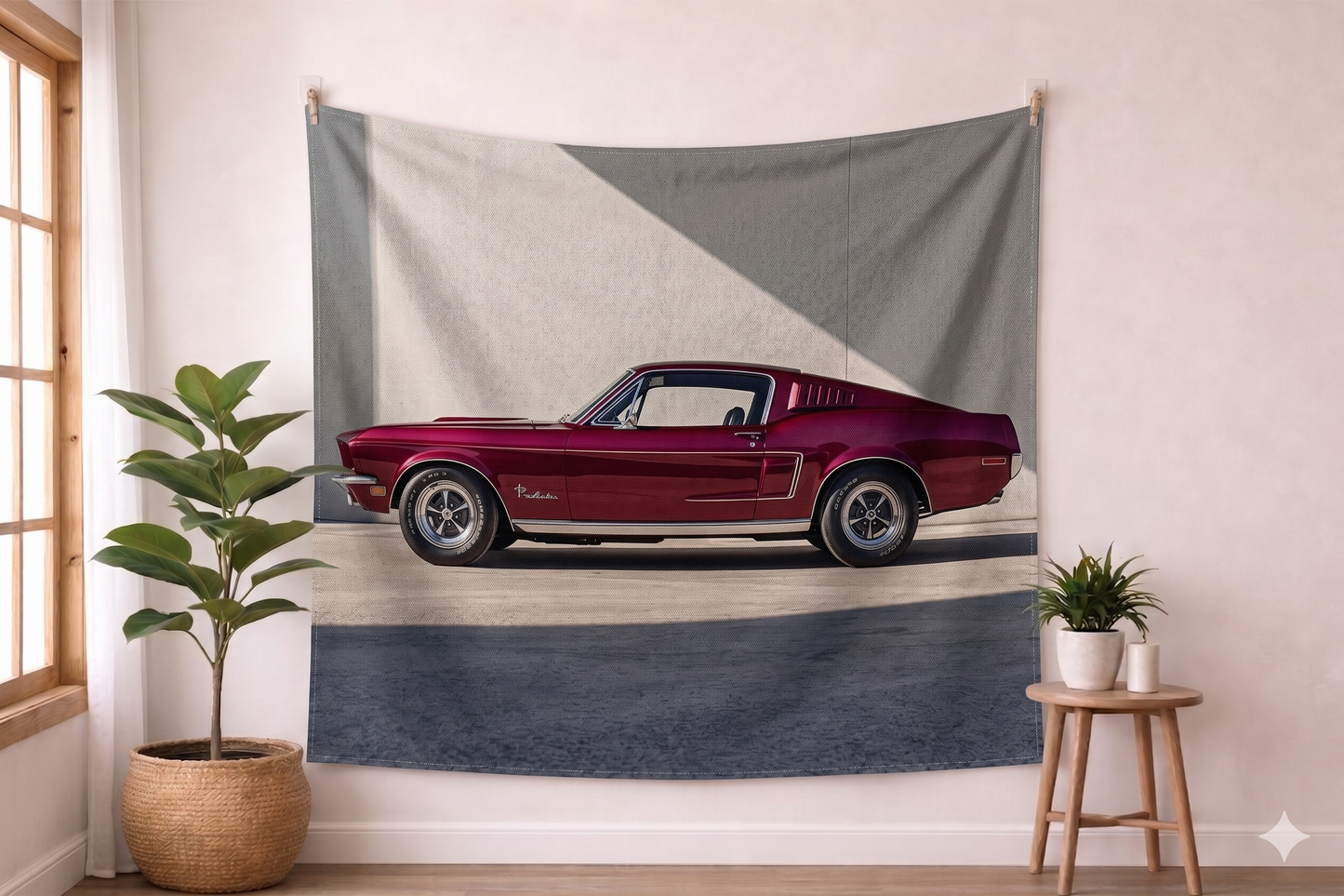 Mustang 1970 Maroon Classic Car Tapestry