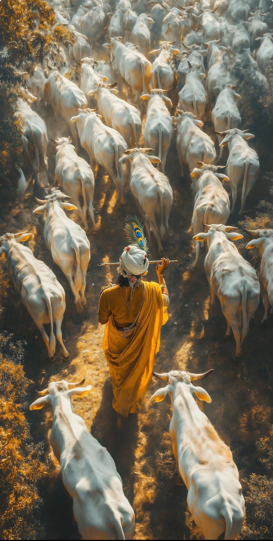 Shri Krishna — Govinda Aerial Gokul Cinematic Poster