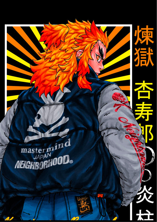 Rengoku — Flame Hashira Streetwear Kanji Edition Poster