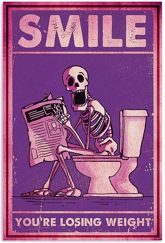 Smile — You’re Losing Weight Skull Vintage Poster
