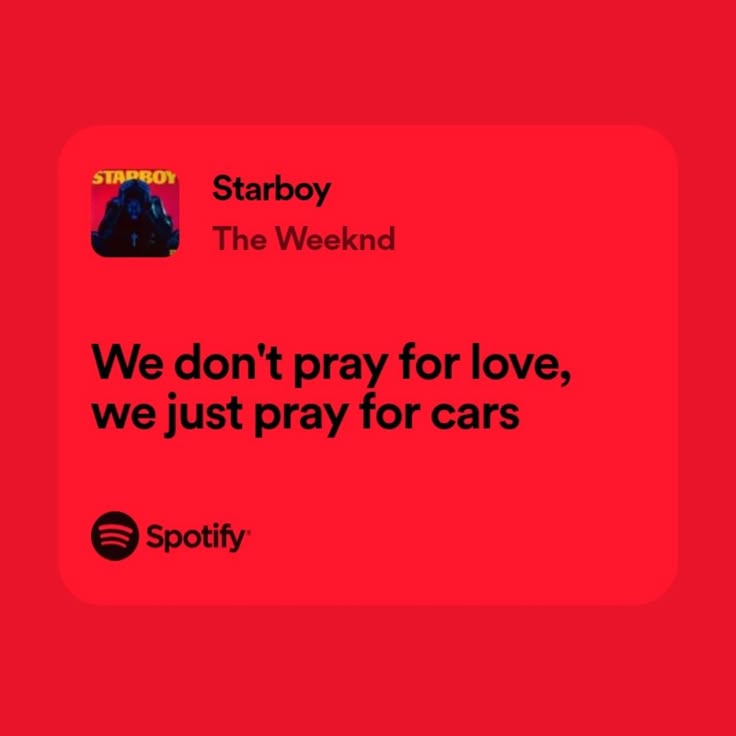 The Weeknd — Starboy Spotify Lyrics Poster (Red)