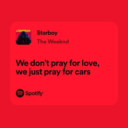 The Weeknd — Starboy Spotify Lyrics Poster (Red)