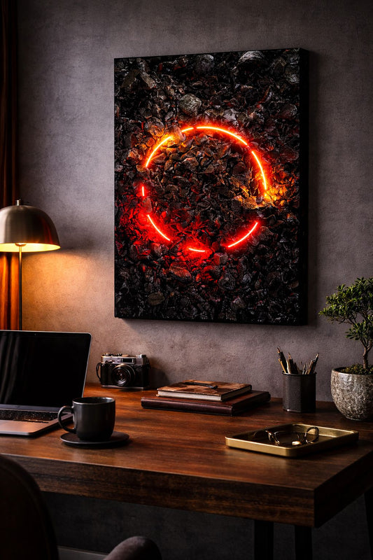 Red Halo — Ember & Ash Canvas Art | 12×18 inch