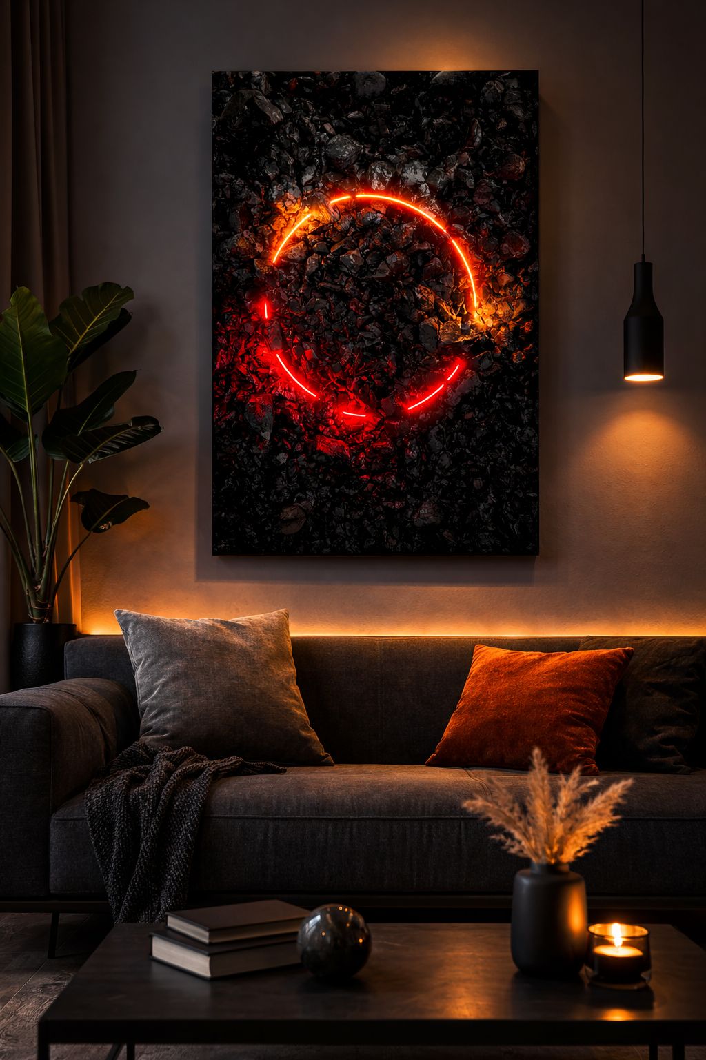 Red Halo — Ember & Ash Canvas Art | 12×18 inch