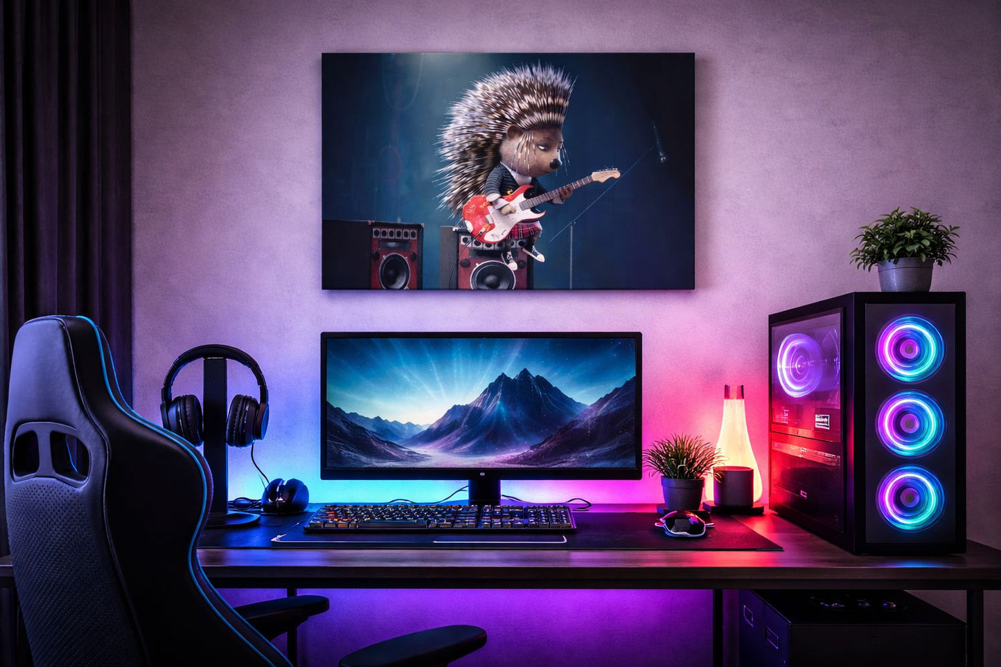 Rockstar Porcupine — Rebel Canvas Art | 12×18 inch