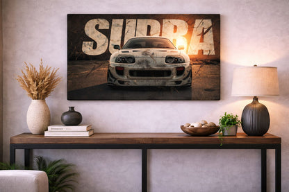Supra White — Speed & Precision Canvas Art | 12×18 inch