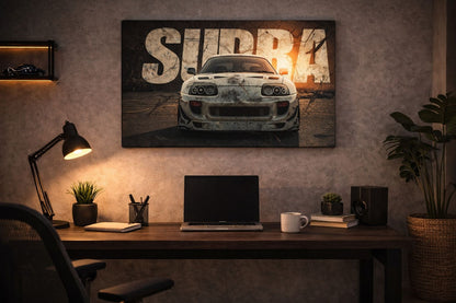 Supra White — Speed & Precision Canvas Art | 12×18 inch