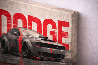 Dodge Challenger — Raw Power Street Art Canvas | 12×18 inch