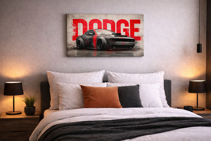 Dodge Challenger — Raw Power Street Art Canvas | 12×18 inch