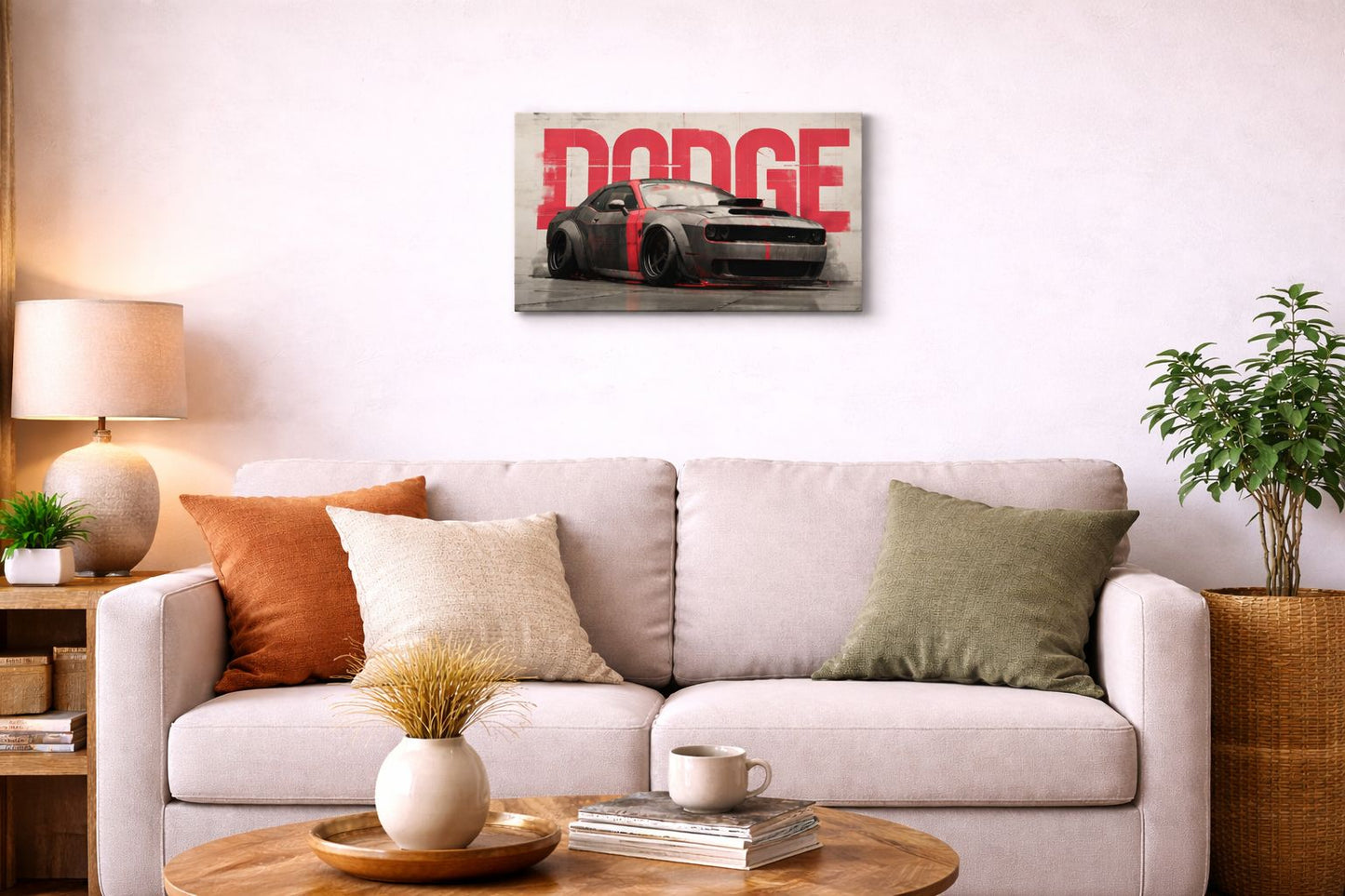 Dodge Challenger — Raw Power Street Art Canvas | 12×18 inch