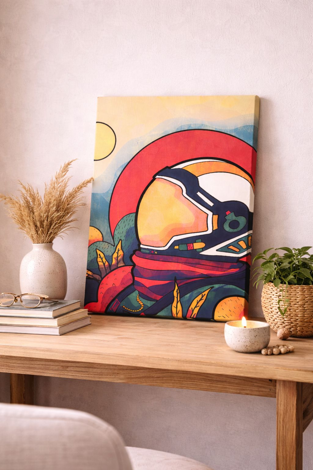 Astronaut Mask — Retro Cosmos Canvas | 12×18 inch