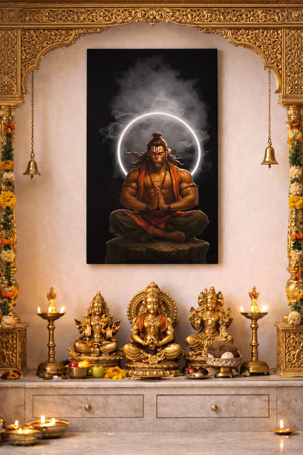 Divine Warrior in Meditation Canvas Art | 12×18 inch